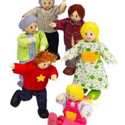 Famille De 6 Poupées En Bois HAPE Multicolore - Hape -Kapla shop famille de 6 poupees en bois hape 1
