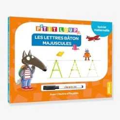 Livre-ardoise P’TIT LOUP Les Lettres Bâton Majuscules Orange - Auzou
