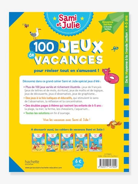Livre éducatif Sami Et Julie - 100 Jeux De Vacances De La Moyenne à La Grande Section - Cahier De Vacances 2021 - HACHETTE ÉDUCATION Blanc - Hachette 5 Livre éducatif Sami Et Julie - 100 Jeux De Vacances De La Moyenne à La Grande Section - Cahier De Vacances 2021 - HACHETTE ÉDUCATION Blanc - Hachette – Image 3