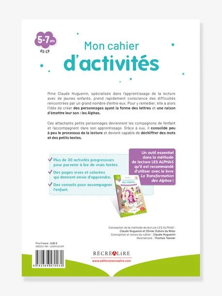 Mon Cahier D'Activités - Je Commence à Lire Avec Les Alphas - RÉCRÉALIRE Blanc Et Vert - Recrealire 5 Mon Cahier D'Activités - Je Commence à Lire Avec Les Alphas - RÉCRÉALIRE Blanc Et Vert - Recrealire – Image 3